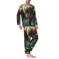 thumbnail image 2 of Bingfone Men's Pajama Set 2 Piece Loungewear PJs, Long Sleeve with Pajama Pants-Green Forest Dinosaur, 2 of 7