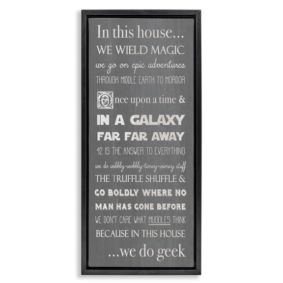 Stupell Industries Family Movie Night Phrases Typography Painting Black Floater Framed Canvas Art Print Wall Art, 11 x 25