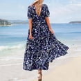 thumbnail image 6 of Ruyang Summer Casual Bohe Mian Floral Dresses For Women 2024 Puff Short Sleeve Long Maxi Dress With Pockets plus Size Dresses for Women, 6 of 6