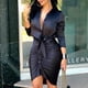 thumbnail image 2 of Vestido de Mujer Profesional Con Cuello en V de Manga Larga Vestido de Camisa de Vendaje Sólido Odeerbi  ODB116061, 2 of 9