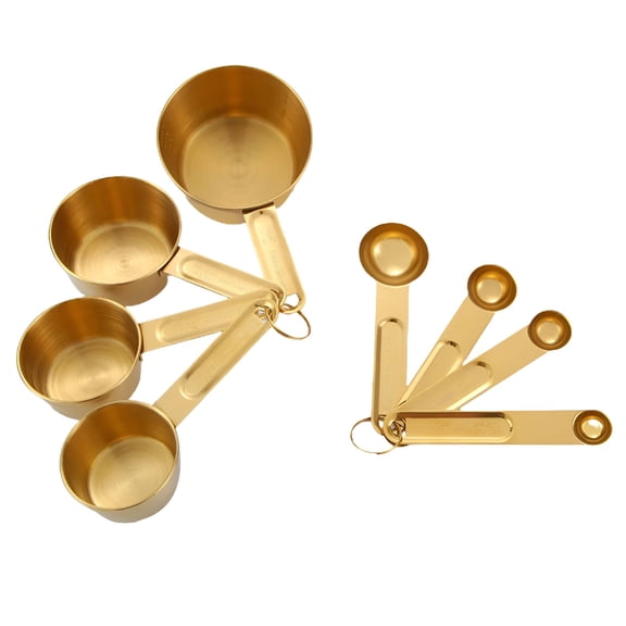 ACDANC Stainless Steel Measuring Cups,Measuring Cup Spoon Set,Kitchen Accessories 8 PCS (Gold)