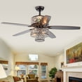 thumbnail image 3 of Tierna 5-Blade 52-Inch Rustic Bronze Lighted Ceiling Fans Two-Tiered Crystal Shade (Remote Controlled), 3 of 5