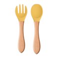 thumbnail image 2 of Cuchara de alimentación de silicona de madera para bebés Vajilla sin BPA para niños pequeños (28) Tmvgtek Para estrenar, 2 of 9