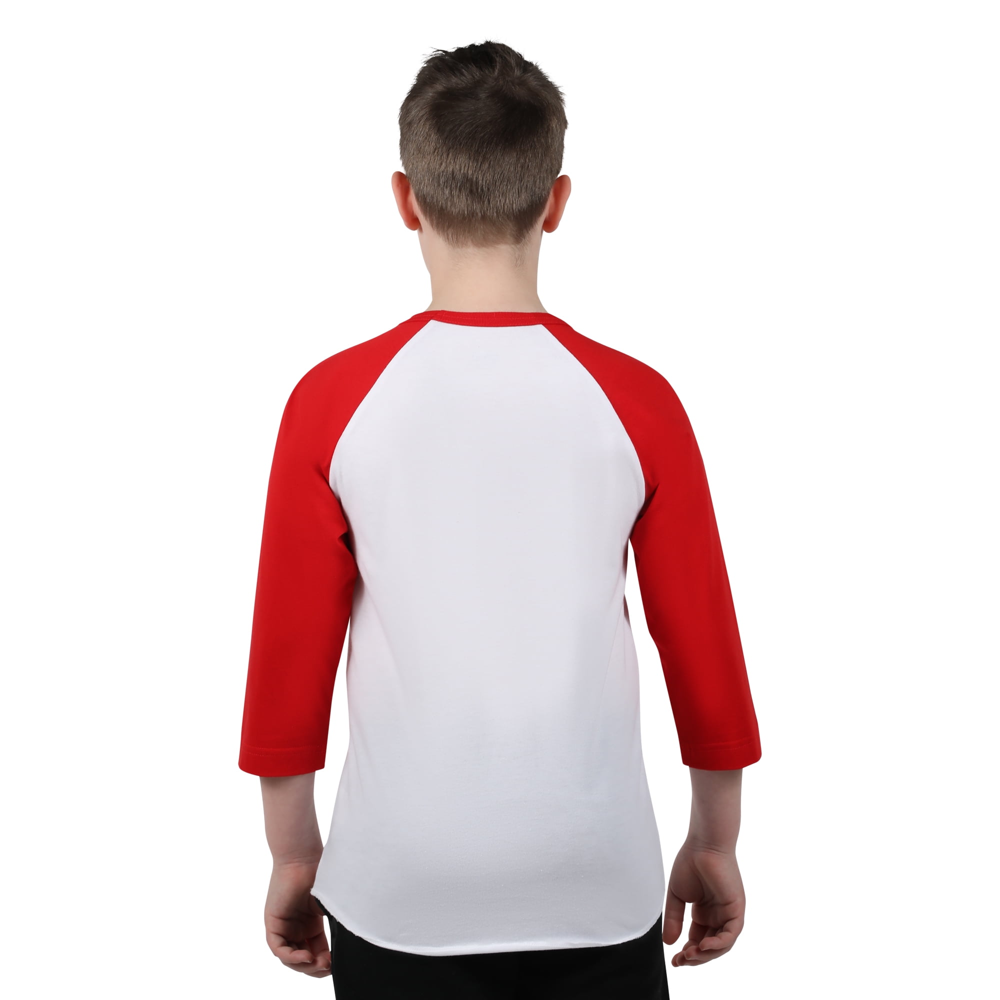Athletic Works Youth 3/4 Sleeve Raglan Baseball Tee, Red, Size Large