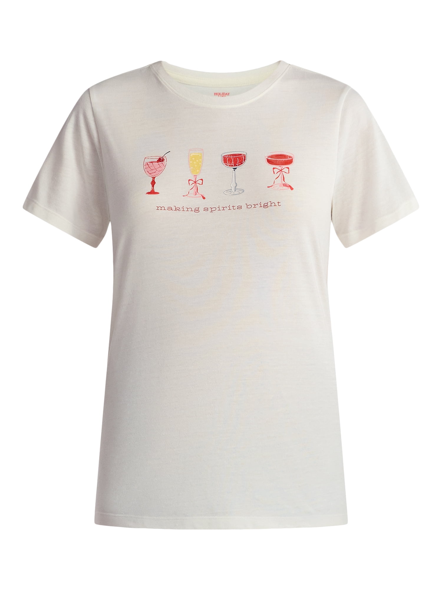 Christmas Women's Bright Spirits Graphic Tee from Holiday Time, Sizes S-XXXL