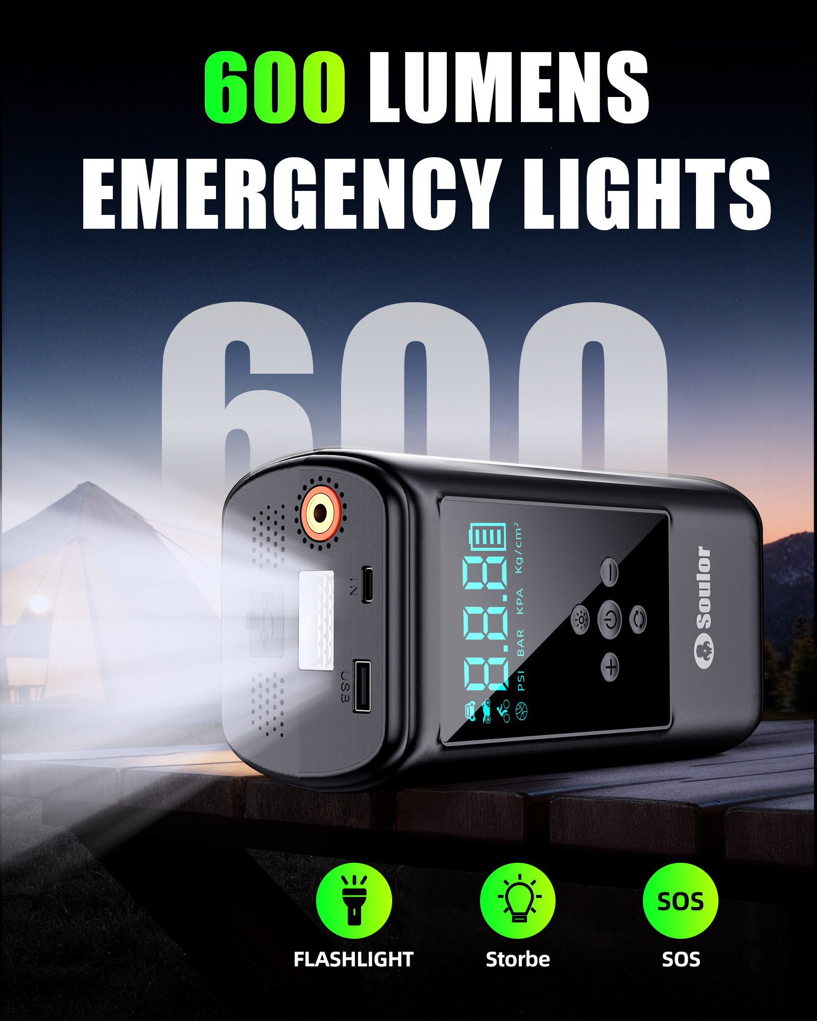 Soulor 6000A Jump Starter with Air Compressor photo 3