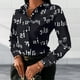 thumbnail image 1 of Camisa De Solapa Camisas casuales de mujer Camisa de solapa estampada de manga larga Blusa vintage (Negro XXL) Cgtredaw Para estrenar, 1 of 6
