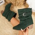 thumbnail image 4 of Pandaie Slouchy Ankle Boots for Womens Cowboy Pointed Toe Low Heel Buckle Strap Classic Cowgirl Fall Booties Size 6-9.5, 4 of 6