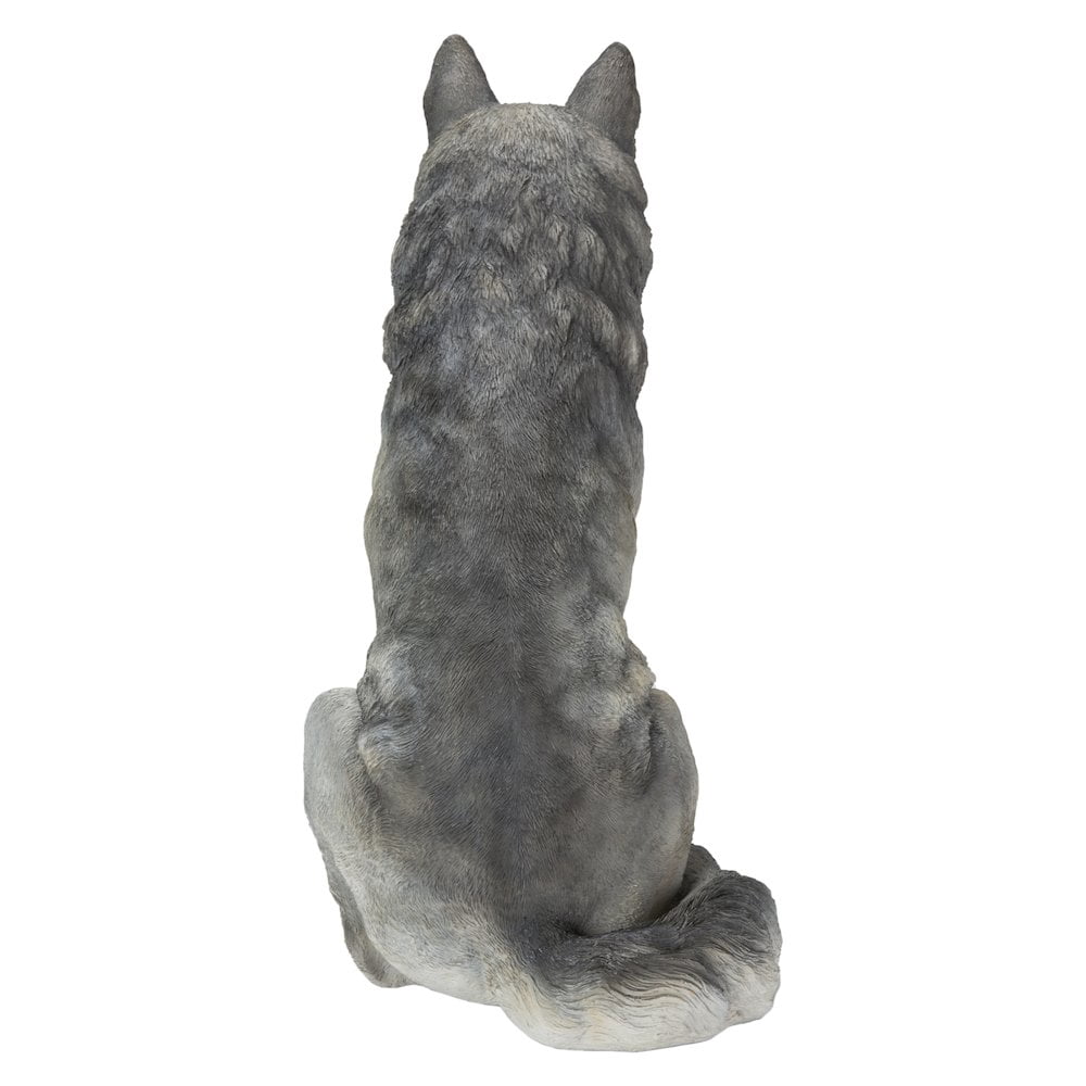Hi-Line Gift Sitting 12” Grey Wolf Garden Statue, Durable Polyresin