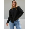 thumbnail image 5 of Polyester Fabric Women's Oversized Cable Knit Sweater Elegant Round Neck Design Warm And Comfortable Wear, 5 of 8