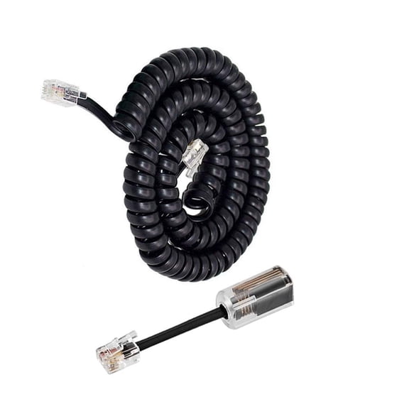 Telephone Handset Cord Detanglers, Landline Handset Cord Cable with 1 Pack Anti-Tangle 360 Degree Rotating Swivel Landline Cable and Telephone Handset Cord (4 Feet with Detanglers)