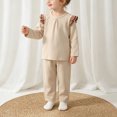 thumbnail image 3 of Faraee Baby Boy Girl Two Piece Outfit Ruffle Shoulder Long Sleeve Top and Pants Set Cotton Solid Color Loungewear Sleepwear for Infant Toddler 6 12 18 24 Months, 3 of 6