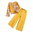 thumbnail image 3 of 2PCS Kids Girls Long Sleeve Printed Tops T Shirts+solid Color Pants Outfit Set Spring Fall Clothes for 7-12 Years, 3 of 8