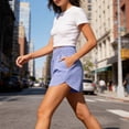 thumbnail image 3 of Tumotour Plus Size Summer Board Shorts for Women's High Waist Elastic Wide Leg Jogging Shorts Casual Plaid Beach Shorts with Pocket, 3 of 10