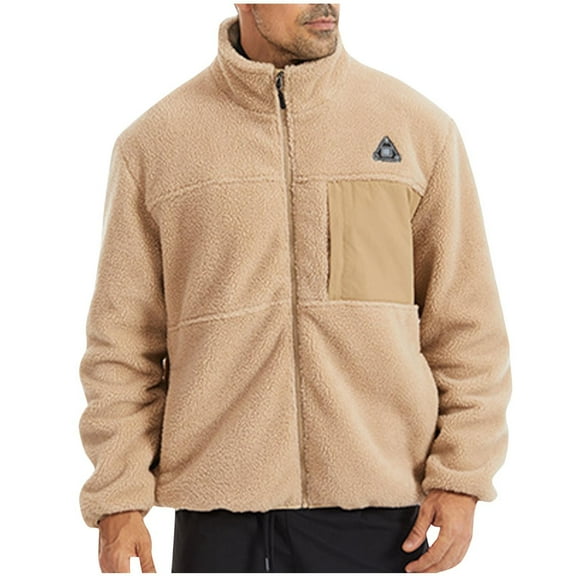 guisaled Mens Heated Fleece Jackets Fuzzy Lightweight Heating Coat Full Zip Stand Collar Multiple Heating Zones Warm Hunting Jackets