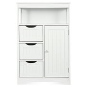 HomGarden Bathroom Floor Storage Cabinet Modern White Wooden Kitchen Cupboard W/Adjustable Shelf & 3 Drawers