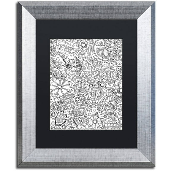 Trademark Fine Art "Paisley Blooms" Canvas Art by Hello Angel, Black Matte, Silver Frame