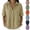 Khaki, variant on Women’s Cotton Linen Polo Shirt Casual Short Sleeve Gauze Shirts Short Sleeve Button Down Shirts Summer Blouses Top Light Green XL