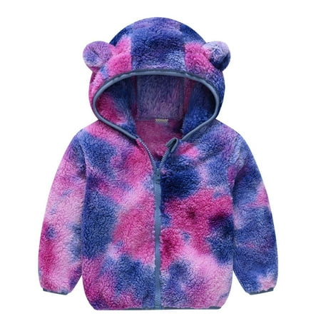 

Meresysid Toddler Girls Fleece Hoody Zip Up Teddy Coat Warm Winter Outwear Toddler Baby Boys Girls Solid Color Plush Cute Bear Ears Winter Hoodie Thick Jacket Multicolor