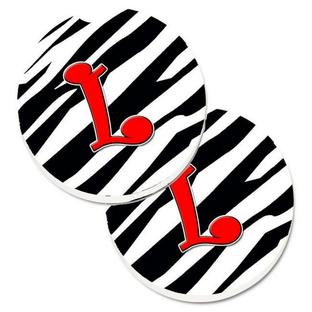 Carolines Treasures CJ1024-LCARC Monogramme Initiale L Zèbre Rouge Ensemble de 2 Porte-Gobelet Coaster Voiture