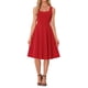 thumbnail image 1 of Vestido Vintage Swing Inspire Chic para Mujer, con escote corazón, sin mangas, corte ajustado y acampanado, color rojo, 1 of 6
