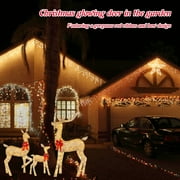 BOPORO Flat style Lighted Christmas Deer Outdoor Yard Decorations Reindeer Decorations LED Lights Pre Lit Decor Front Yards Garden 3pcs/Set(Not Three-dimensional Model)