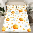 thumbnail image 5 of Erosebridal Halloween Pumpkin Sheets Cute Ghost Pumpkin Light Sheet Set King 4Pcs, Pumpkin Decor Bed Sheets Set Autumn Decorations Top Fitted Sheet for Home, 5 of 6