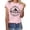 Pink, variant on Christian Top for Women Short Sleeve Floral Print Round Neck Versatile Plus Size Womens Clothing,Beige,S