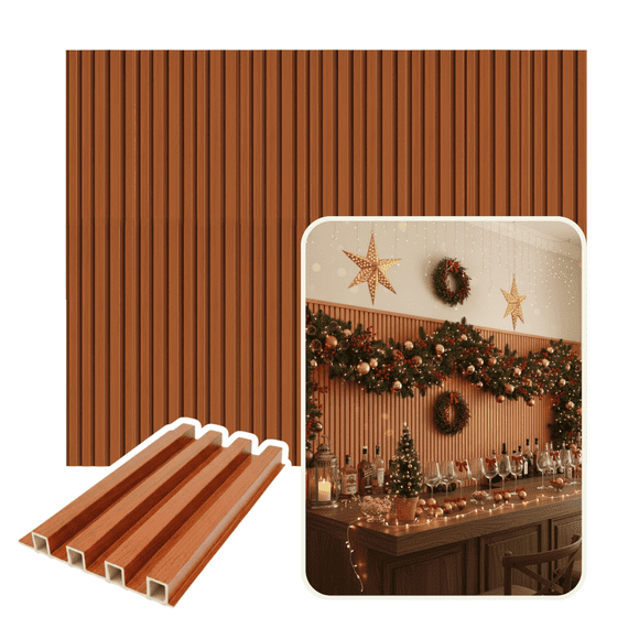Lambrín Decorativo Premium Panel 3d De Pared 12pz Inmatmex Color Cedro Rojo