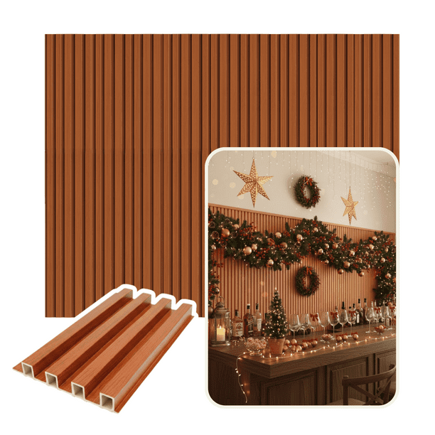 Lambrín Decorativo Premium Panel 3d De Pared 12pz Inmatmex Color Cedro Rojo