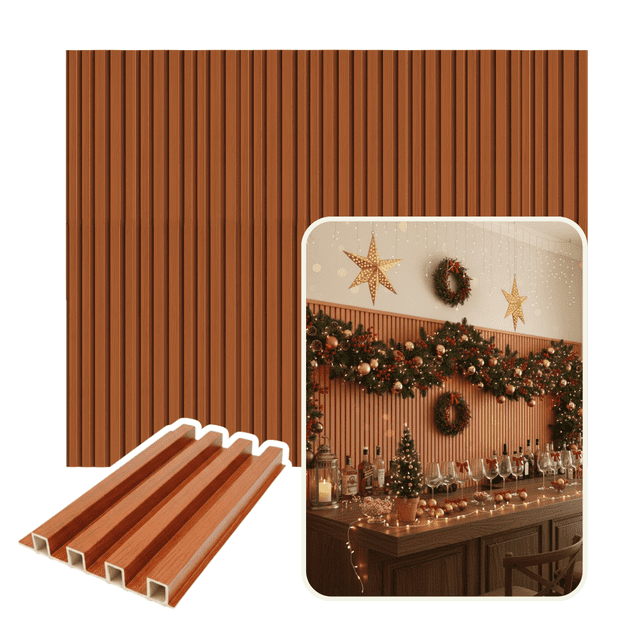 Lambrín Decorativo Premium Panel 3d De Pared 12pz Inmatmex Color Cedro Rojo
