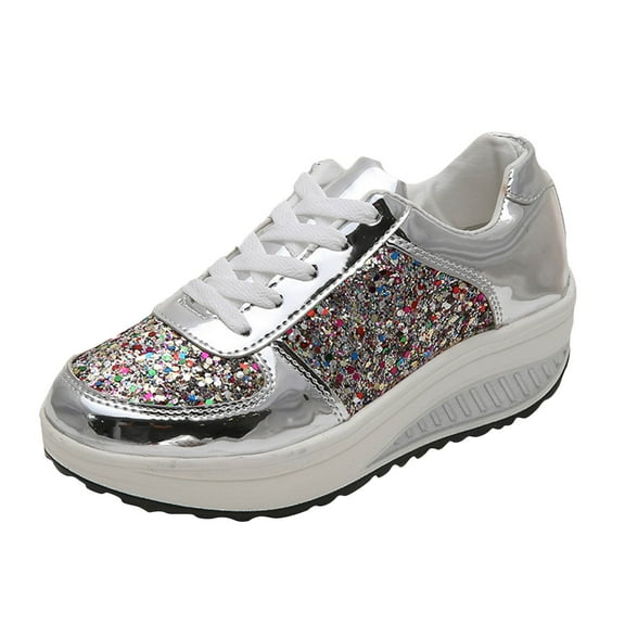 2025 Clearance under $5 asdoklhq Sneakers for Women,New Sequined Women's Shoes Foreign Trade Plus Size Fashion Sports Casual Shoes