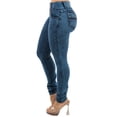 thumbnail image 5 of Moda Xpress Women's Junior Butt Lifting Mid Rise Stretch Skinny Jeans Dark Acid Wash 10395A, 5 of 7