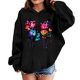 thumbnail image 2 of WAYUTE Girls Sweatshirt Oversized Colorful Butterfly Graphic Hoodies Rib Hemline Soft Loose Long Sleeve Fall Outfits Casual Dailywear,Black,Size 9-10 Y, 2 of 4