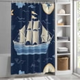 thumbnail image 3 of Cartoon Sailboat Ocean Fabric Shower Curtain Nautical Compass Washable Shower Curtains for Bathroom, Waterproof Bath Curtain with Hooks Home Decor 72x84in, 3 of 8