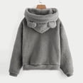 thumbnail image 3 of LEAVINGSUO Cardigan Sweaters for Women,Women's Long Sleeve Fleece Sweatshirt Warm Bear Shape Fuzzy Hoodie Pullover, 3 of 5