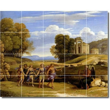 Ceramic Tile Mural-Claude Lorrain Country Painting 71. 21.25" w x 17" h using (20) 4.25 x 4.25 ceramic tiles