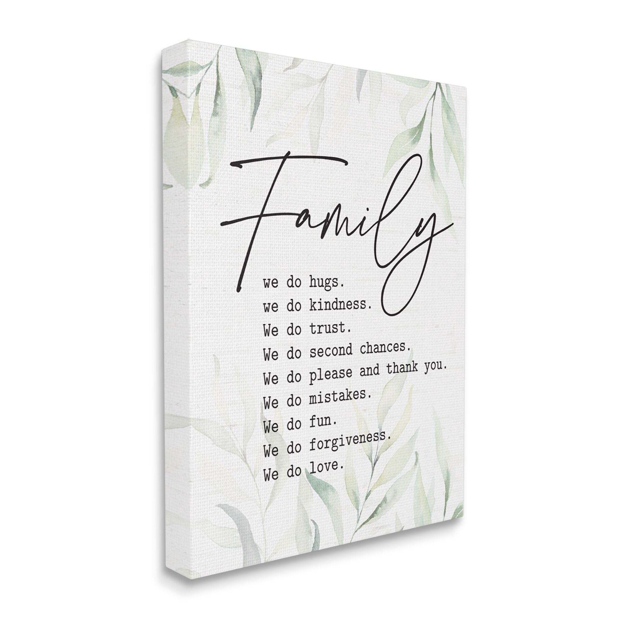 Stupell Industries Tender Family List Quote Botanical Plant Leaves Graphic Art Gallery Wrapped Canvas Print Wall Art, Design by Lettered and Lined