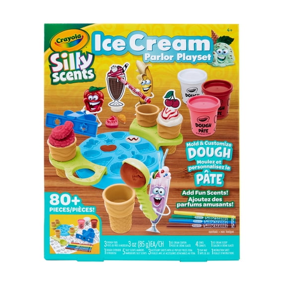 Crayola Silly Scents Ice Cream Toy, Kids Modeling Dough, Play Food Toy with Scented Markers, Gifts 4