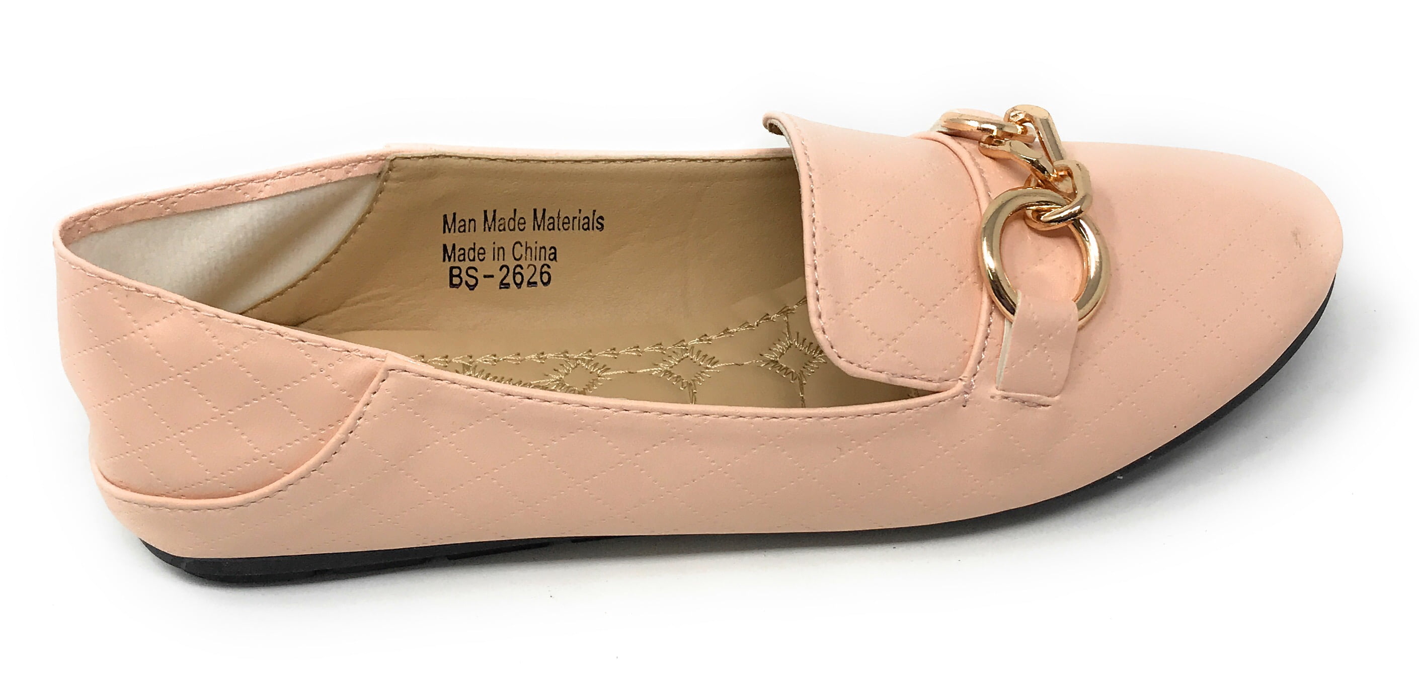 Victoria K Women's Foldover Quilted Gold Chain Ballerina Flats