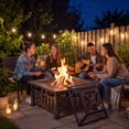 thumbnail image 2 of Lacoo 32" Patio Square Fire Pit Table for Patio Backyard Fire Heating with Mesh Lid Poker and Protective Cover, Gold, 2 of 7