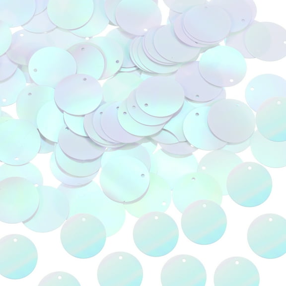 Uxcell 100 Pcs Flat Round Sequins 25mm/1 Inch Loose Paillettes Craft Sewing Sequins with Single Side Hole for DIY Embroidery Clothing Jewelry Making, AB White
