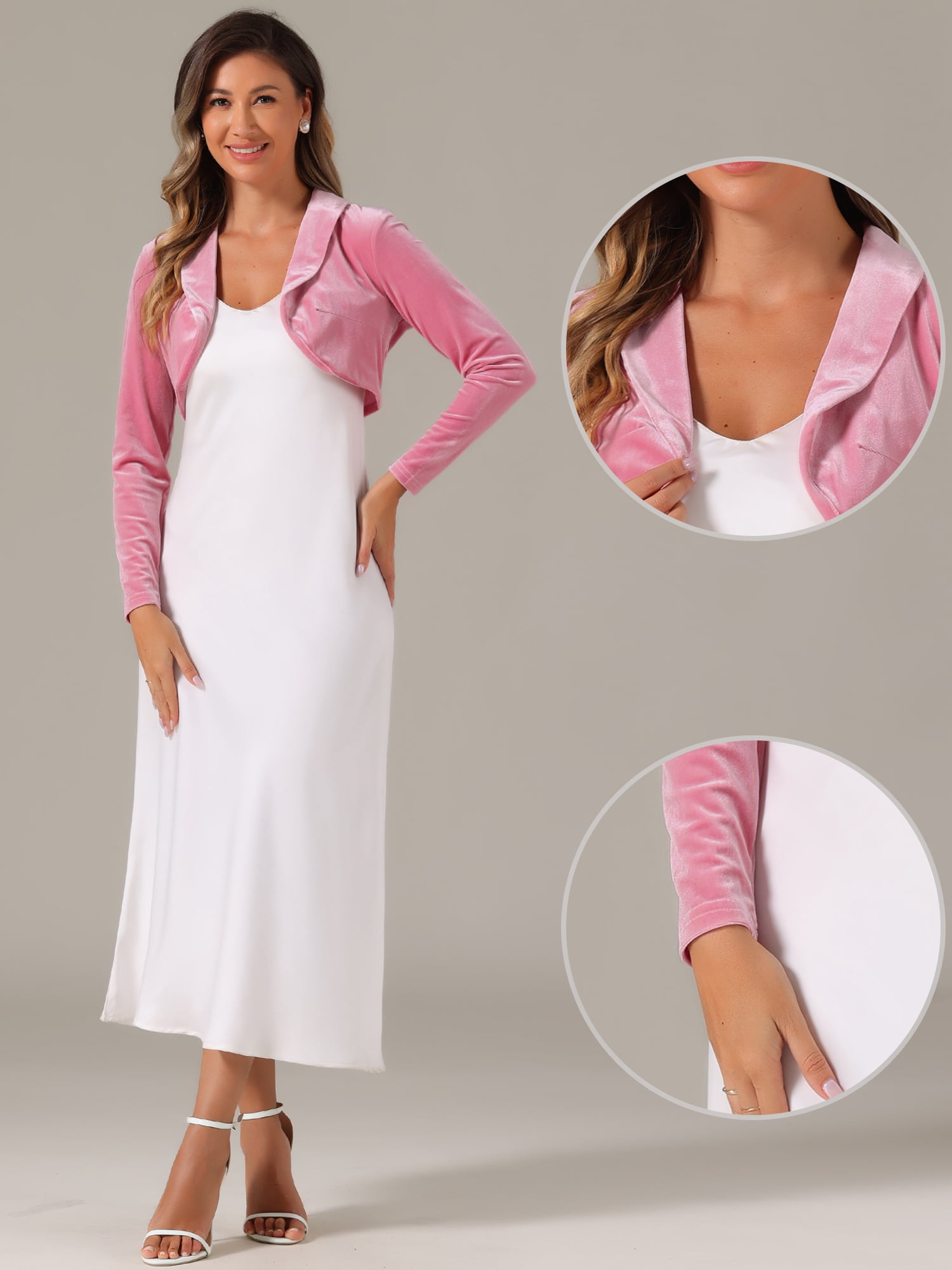 DARING DIVA Open Front Collar Shrug Cocktail Bolero Cardigan XL Pink