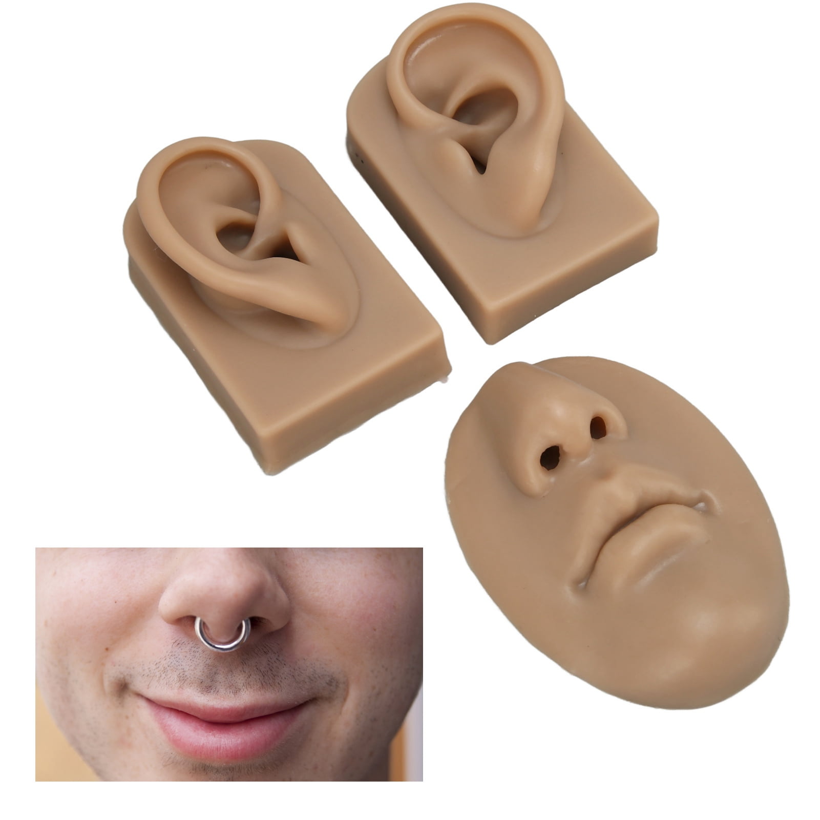 Soft Silicone Ear Model, 3D Flexible Nose And Mouth Model For