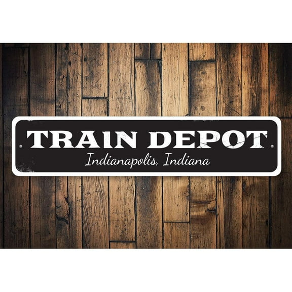 Train Depot Novelty Decor, Metal Wall Sign - 4x18 Inches