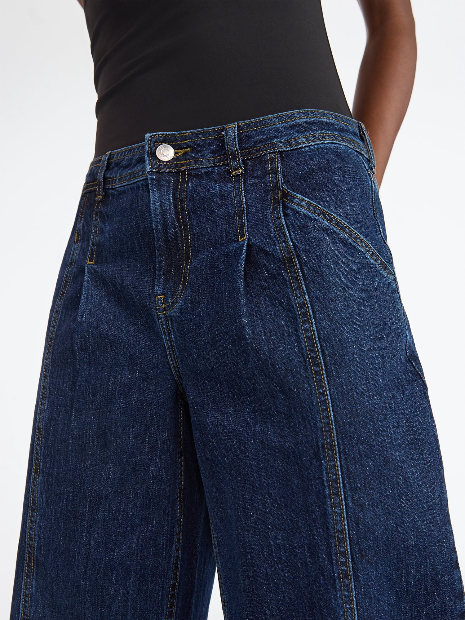 Scoop Women’s Pleated Wide Leg Jeans, Sizes 0-18