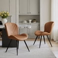 thumbnail image 2 of Daluvenix Modern Dining Chairs Set of 2 Upholstered Comfy Fabric Kitchen & Dining Room Chairs with Metal Legs & Thick Cushions for Living Room, Brown, 2 of 7