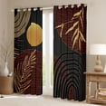 thumbnail image 2 of Manfei Boho Sun and Leaf Blackout Curtains Set of 2 (52x84 Each), Mid Century Geometric Curtain, Black and Gold, 2 of 6