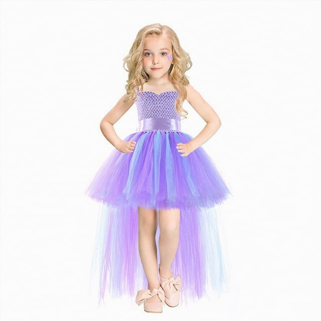 NIEWTR Robe Tutu à Ruban pour Bébé Fille Robe de Fête d'Anniversaire pour Tout-Petit Robe de Princesse de Mariage en Tulle (Violet, 8-10 Ans)