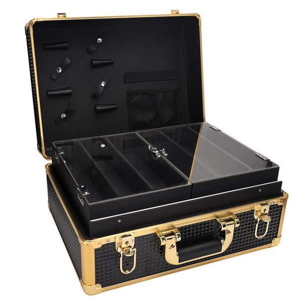 Herramientas de peluquería, caja de suministros de peluquero, marco de aluminio de 16x12x7,8 pulgadas para maquillador de salón de belleza